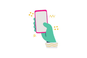 illustration of a hand holding a phone