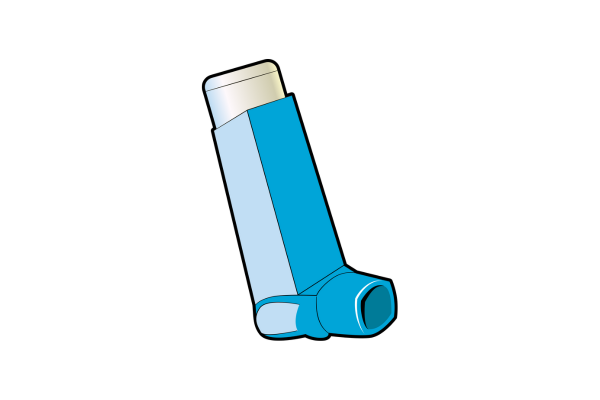 illustrated blue asthma inhaler