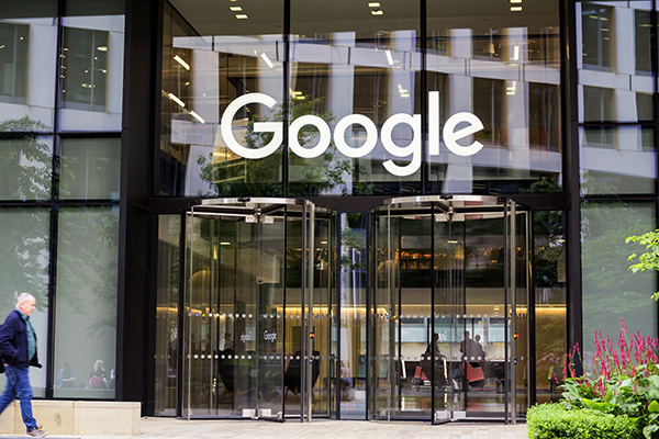 revolving doors outside the Google Company Building.