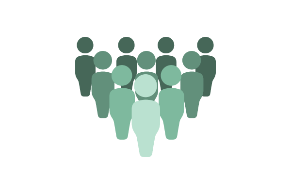 10 green icons in the shape of people