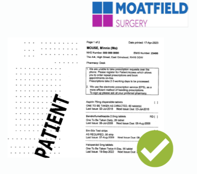 Pharmacy Prescription Slip with dummy patient details
